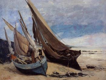 古斯塔夫 庫爾貝 Fishing Boats on the Deauville Beach